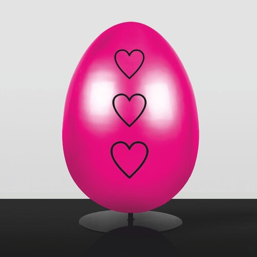 Casa Padrino XXL Deko Osterei mit St�nder Pink / Schwarz H. 75 cm - Oster Dekoaration