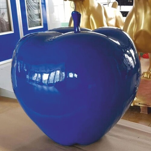 Casa Padrino XXL Deko Apfel Blau  80 cm - Garten Dekoration