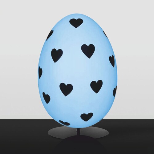 Casa Padrino XXL Deko Osterei mit St�nder Hellblau / Schwarz H. 75 cm - Oster Dekoaration
