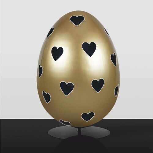 Casa Padrino XXL Deko Osterei mit St�nder Gold / Schwarz H. 75 cm - Oster Dekoaration