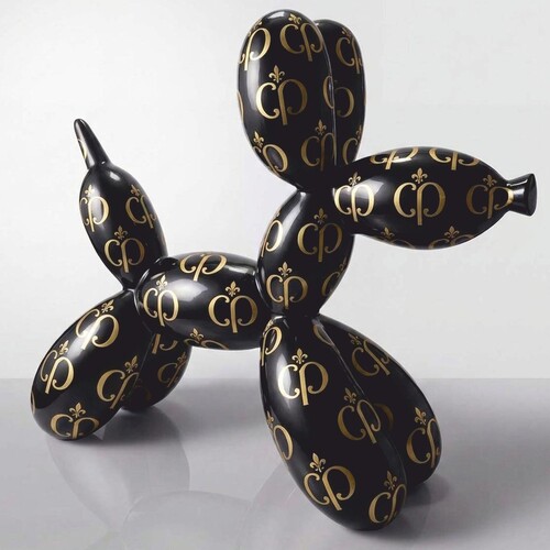 Casa Padrino XXL Deko Skulptur Ballon Hund Schwarz / Gold 210 cm - Riesige Garten Figur