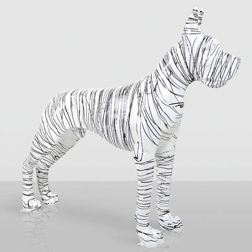 Casa Padrino XXL Deko Skulptur Deutsche Dogge Wei� / Schwarz 130 cm - Garten Figur