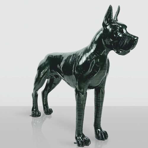 Casa Padrino XXL Deko Skulptur Deutsche Dogge Dunkelgr�n / Schwarz 130 cm - Garten Figur