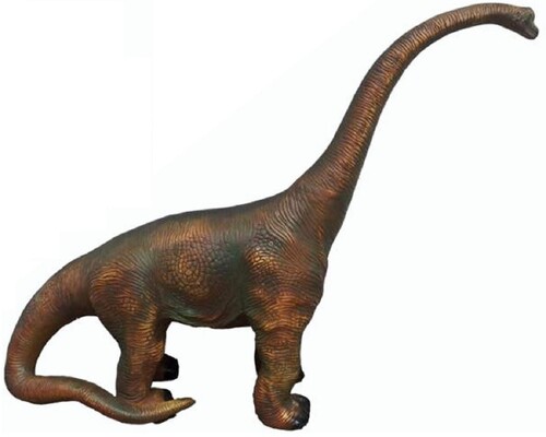 Casa Padrino XXL Deko Skulptur Dinosaurier Brachiosaurus Braun H. 116 cm - Garten Figur