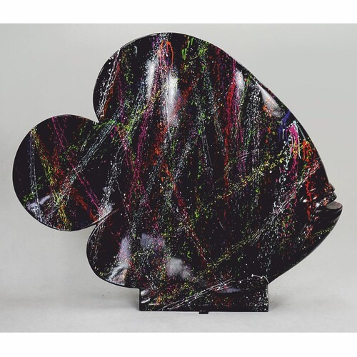 Casa Padrino XXL Deko Skulptur Fisch Schwarz / Bunt H. 110 cm - Deko Figur