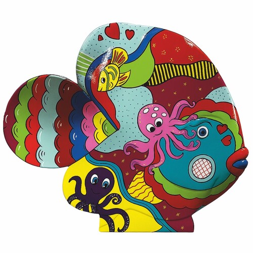 Casa Padrino XXL Deko Skulptur Fisch Bunt 126 x H. 108 cm - Deko Figur
