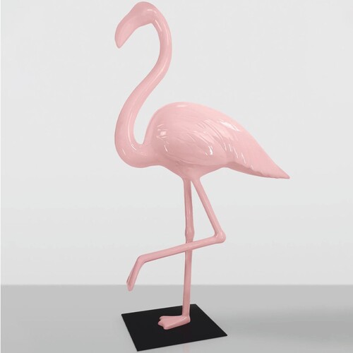 Casa Padrino XXL Deko Skulptur Flamingo Rosa / Schwarz H. 210 cm - XXL Deko Figur