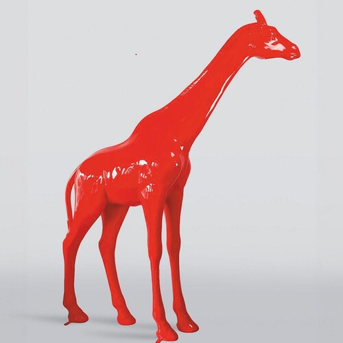 Casa Padrino XXL Deko Skulptur Giraffe Rot H. 320 cm - Riesige Garten Deko Figur