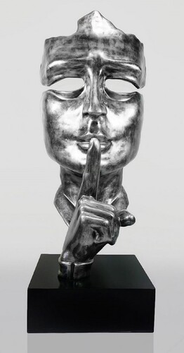 Casa Padrino XXL Deko Skulptur Silber mit Patina / Schwarz H. 190 cm