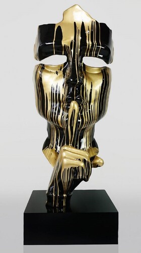 Casa Padrino XXL Deko Skulptur Schwarz / Gold H. 190 cm