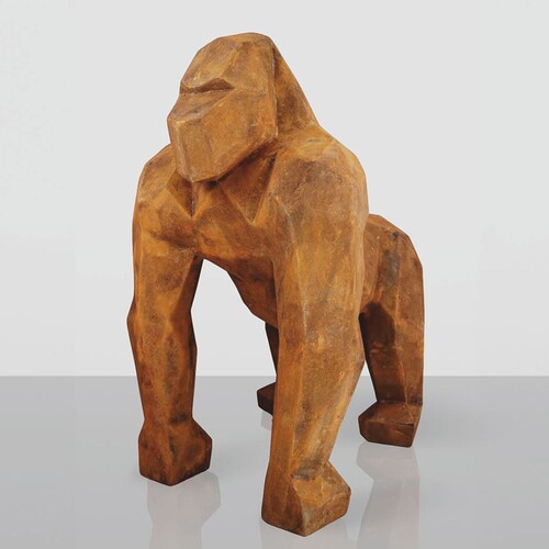 Casa Padrino XXL Deko Skulptur Gorilla Affe Rost H. 128 cm - Groe Deko Figur