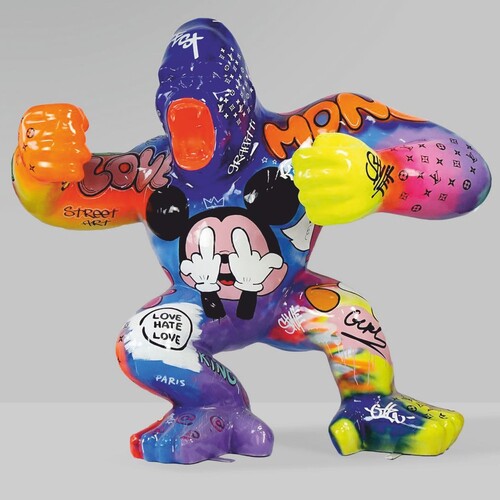 Casa Padrino XXL Deko Skulptur Gorilla Affe Bunt H. 180 cm - Gro�e Garten Figur