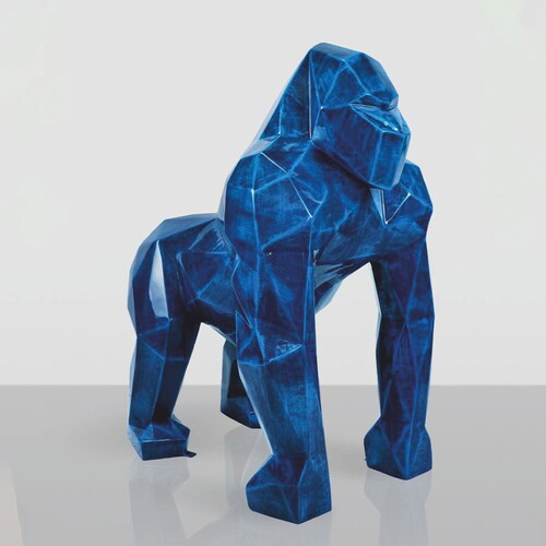 Casa Padrino XXL Deko Skulptur Gorilla Affe Antik Blau H. 128 cm - Deko Figur