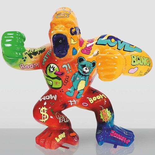 Casa Padrino XXL Deko Skulptur Gorilla Affe Bunt H. 180 cm - Garten Figur