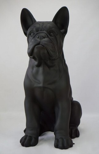 Casa Padrino XXL Deko Skulptur Hund Bulldogge Matt Schwarz H. 170 cm