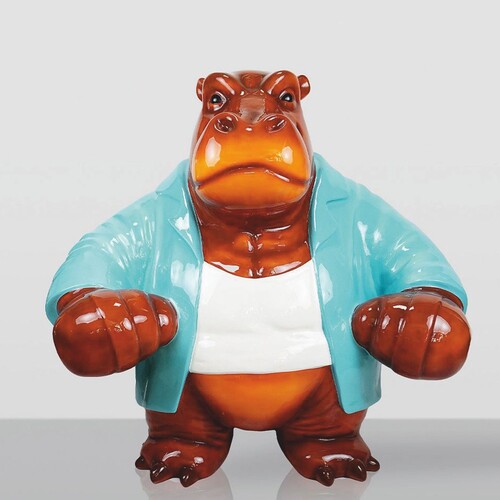 Casa Padrino XXL Deko Skulptur Nilpferd 165 x H. 150 cm - Gro�e Garten Figur