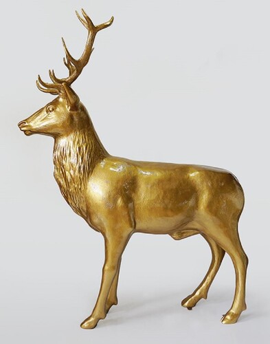 Casa Padrino XXL Deko Skulptur Hirsch Gold 185 x H. 220 cm