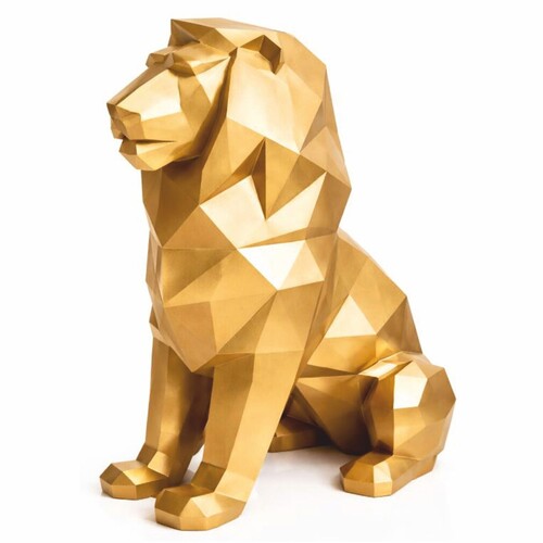 Casa Padrino XXL Deko Skulptur L�we Gold H. 135 cm - Abstrakte Garten Figur