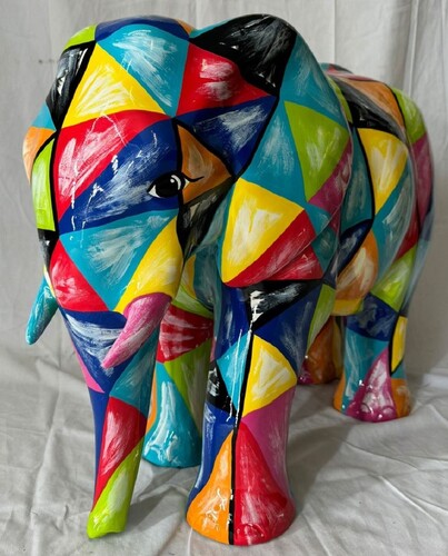 Casa Padrino XXL Deko Skulptur Elefant Bunt 90 cm - Garten Deko Figur