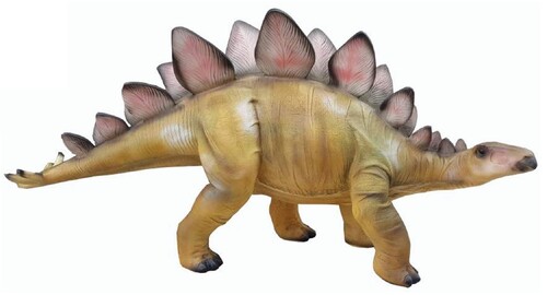Casa Padrino XXL Deko Skulptur Dinosaurier Stegosaurus Beige / Grau 100 cm - Garten Deko Figur