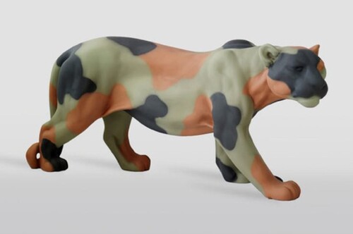 Casa Padrino XXL Deko Skulptur Panther Camo 160 x H. 72 cm