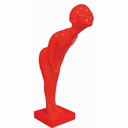 Casa Padrino Deko Skulptur Butlerin Rot H. 60 cm - Deko Figur - Wohnzimmer Deko - Garten Deko - Luxus Deko