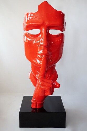 Casa Padrino XXL Deko Skulptur Rot / Schwarz H. 190 cm