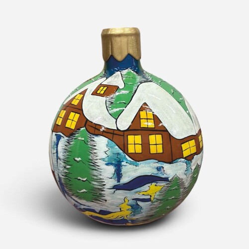 Casa Padrino XXL Deko Weihnachtsbaumkugel Bunt / Gold  60 cm - Weihnachts Dekoration