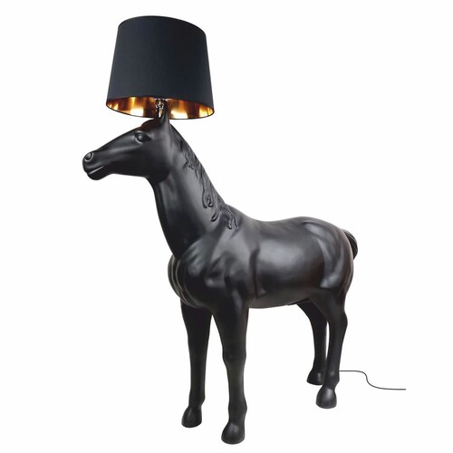 Casa Padrino XXL Stehleuchte Pferd Matt Schwarz 235 x H. 240 cm - Tier Stehleuchte