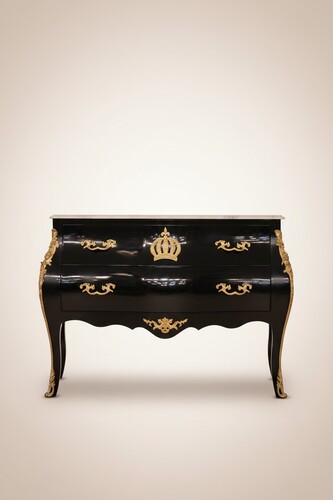 Casa Pomp��s by Casa Padrino Barock Kommode mit 2 Schubladen, Massivholz, Schwarz / Gold / Wei�, 120 x 51 x 83 cm