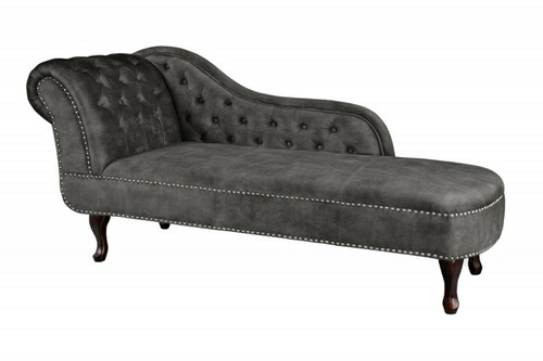 Chesterfield Chaiselongue Dunkelgrau / Braun aus dem Hause Casa Padrino - Wohnzimmer Liege Sofa