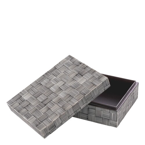 Eichholtz Box Orson S Schwarz Wei� - Deckeldose mit Karomuster