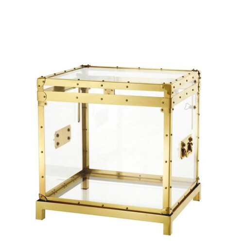 Eichholtz Flightcase Exposed Gold - Beistelltisch aus Acryl mit Messingrahmen und St�nder