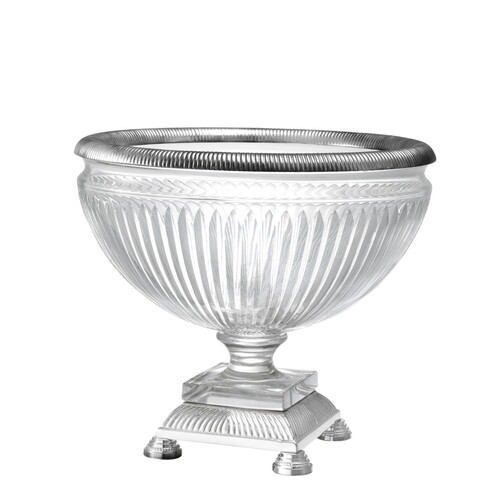 Eichholtz Bowl Burton Versilbert - Glasschale mit Metallrand auf Fu�