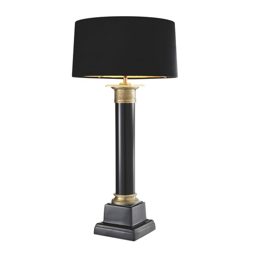 Eichholtz Table Lamp Monaco Schwarz Antik Messing - Tischleuchte im S�ulendesign ohne Schirm