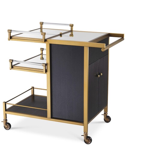 Eichholtz Trolley Eiffel Geb�rstetes Messing 94,5 x 54 x H. 83,5 cm - Servierwagen mit zwei abnehmbaren Tabletts