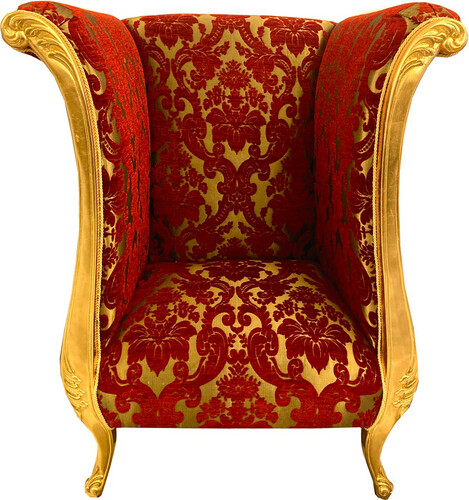 Extravaganter Pomp��s by Casa Padrino Luxus Designer Sessel von Harald Gl��ckler Bordeauxrot Bouquet Muster / Gold - Pomp��ser Barock Sessel 
