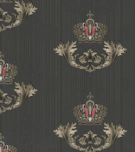 Harald Gl��ckler Imperial Barock Tapete 54854 Schwarz mit goldener Krone