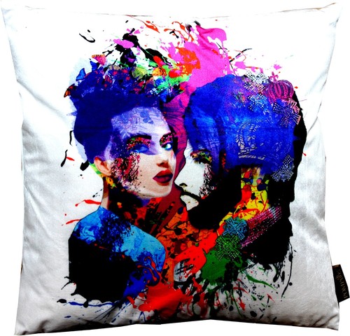 Harald Gl��ckler Designer Deko Kissen Pomp��s by Casa Padrino mit Glitzersteinen Purple-Blue - Art Collection -