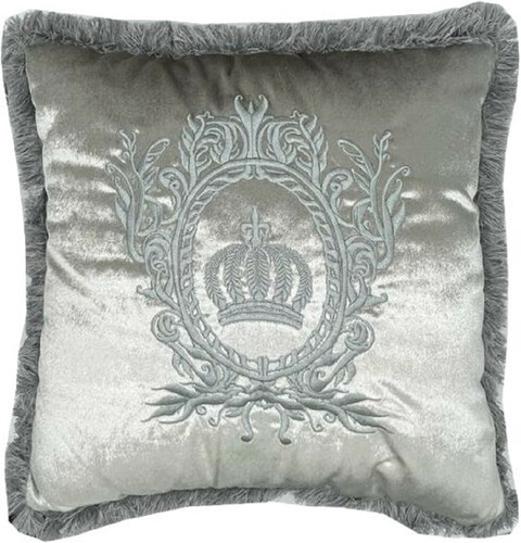 Harald Gl��ckler Luxus Deko Kissen Pomp��s by Casa Padrino Silber / Silber - Gl��ckler Kissen - Designer Zierkissen - Harald Gl��ckler Designer Deko Accessoires - Luxus Qualit�t