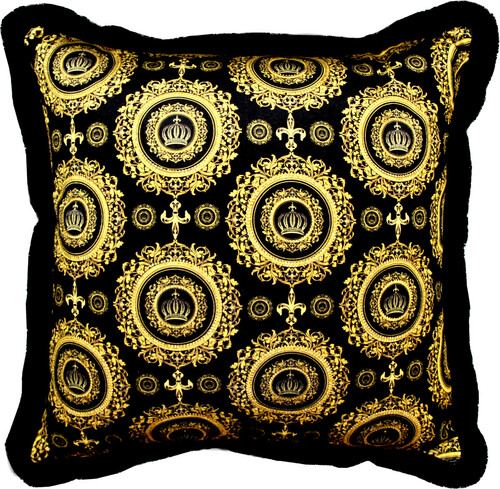 Harald Gl��ckler Luxus Deko Kissen Pomp��s by Casa Padrino Golden Crowns 50 x 50 cm - Gl��ckler Kissen mit Glitzersteinen