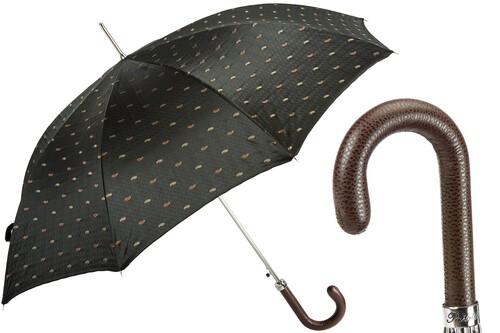 Italienischen Regenschirm mit Ledergriff f�r Herren - Handmade in Italy