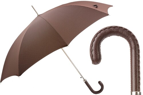 Klassischer Regenschirm mit Ledergriff f�r Herren - Handmade in Italy