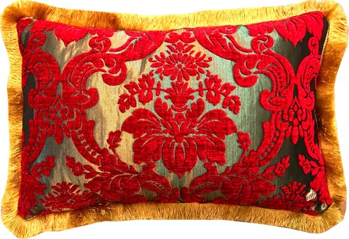 Luxus Kissen Pomp��s by Casa Padrino von Harald Gl��ckler Elegance Collection Barock Muster Rot / Gold 35 x 55 cm - Luxuskissen