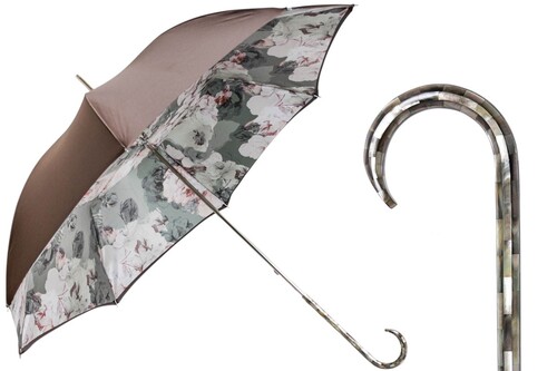 Luxus Regenschirm Damen Perlmutt - Manuelle �ffnung - 100% Polyester - Griff aus Perlmutt - Handmade in Italy