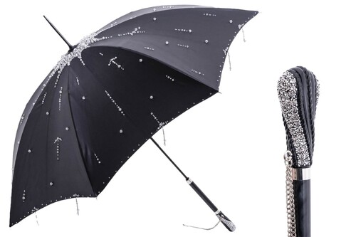 Luxus Regenschirm Damen Vogue - Manuelle �ffnung - 100% Polyester - Griff mit Swarovski�-Kristallen - Handmade in Italy