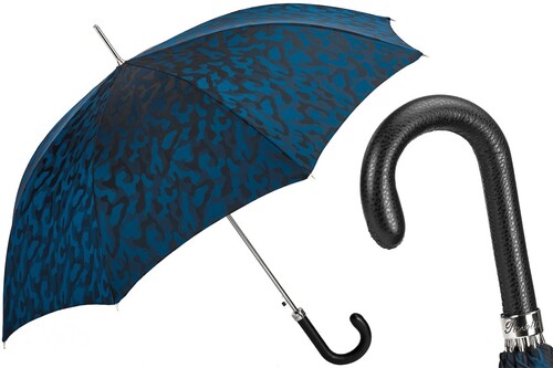 Luxus Regenschirm Herren Blauer Tarnfarben-schirm - Handmade in Italy