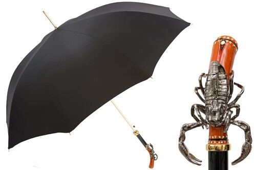 Luxus Regenschirm Herren Skorpion mit Swarovski� Kristallen - Handmade in Italy
