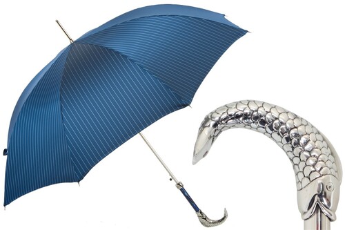 Luxus Regenschirm Herren mit Fisch - Handmade in Italy