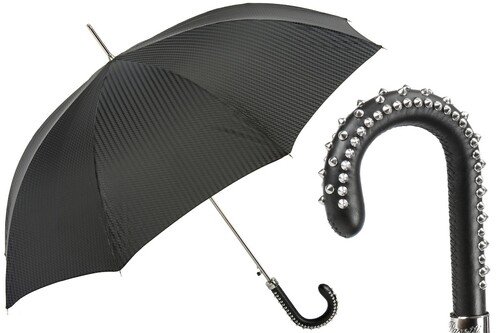 Luxus Regenschirm Herren mit Ledergriff mit Ziern�geln - Handmade in Italy